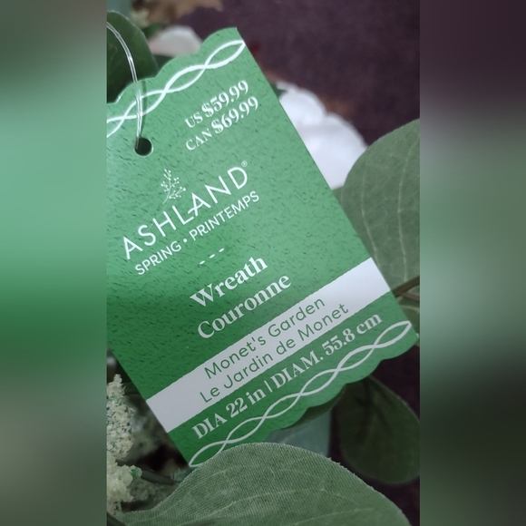 NWT ASHLAND SPRING 🌹 Wreath. Monet's Garden Le Jardin de Monet W/ Pink & Yellow - Picture 6 of 6